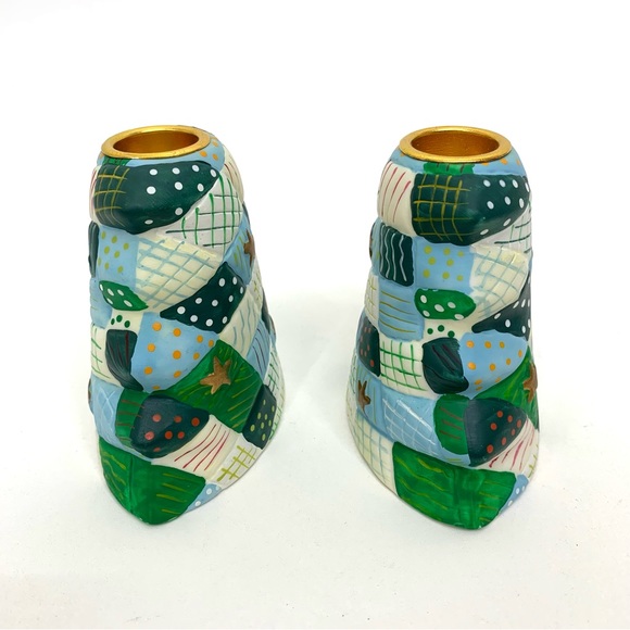 Vintage Scott’s Christmas Tree Hand Painted Ceramic Candle Stick Holderers - Picture 3 of 16